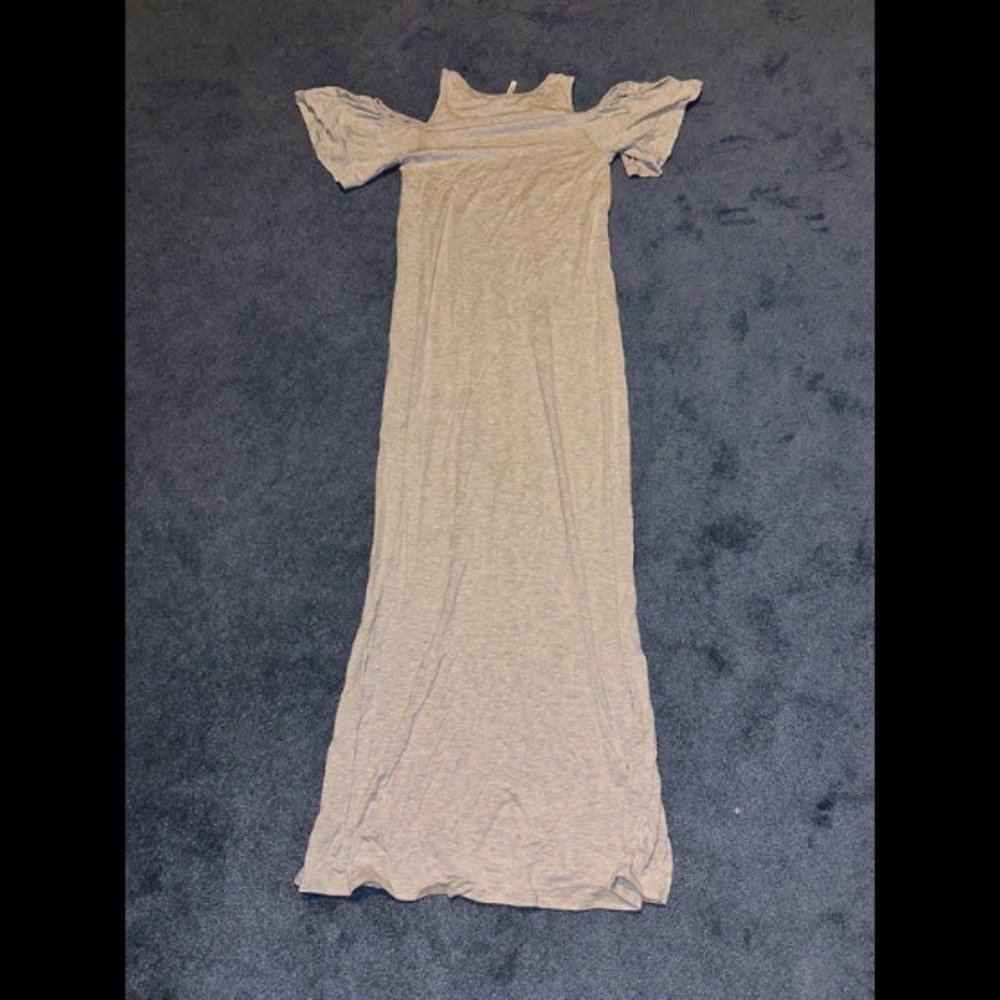 Beeson River Women's Gray Short Sleeve Cold Shoulder Maxi T-Shirt Dress Small - Picture 4 of 4